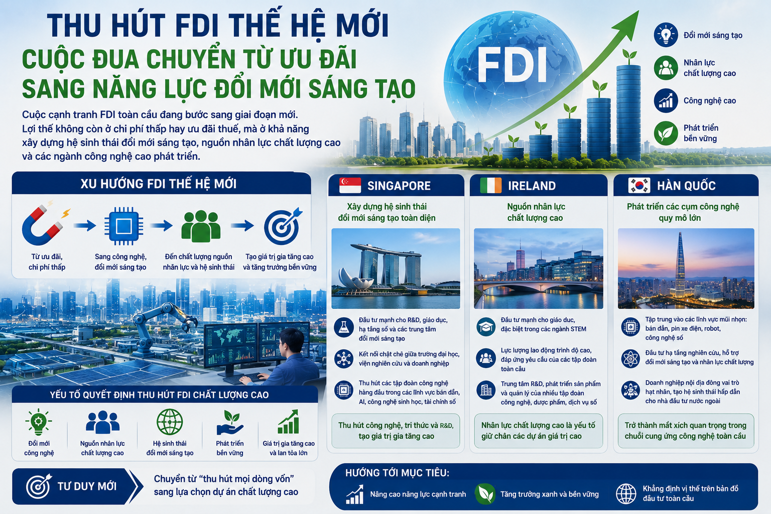Thu hút FDI thế hệ mới: Cuộc đua chuyển từ ưu đãi sang năng lực đổi mới sáng tạo Thu hút FDI thế hệ mới: Cuộc đua chuyển từ ưu đãi sang năng lực đổi mới sáng tạo