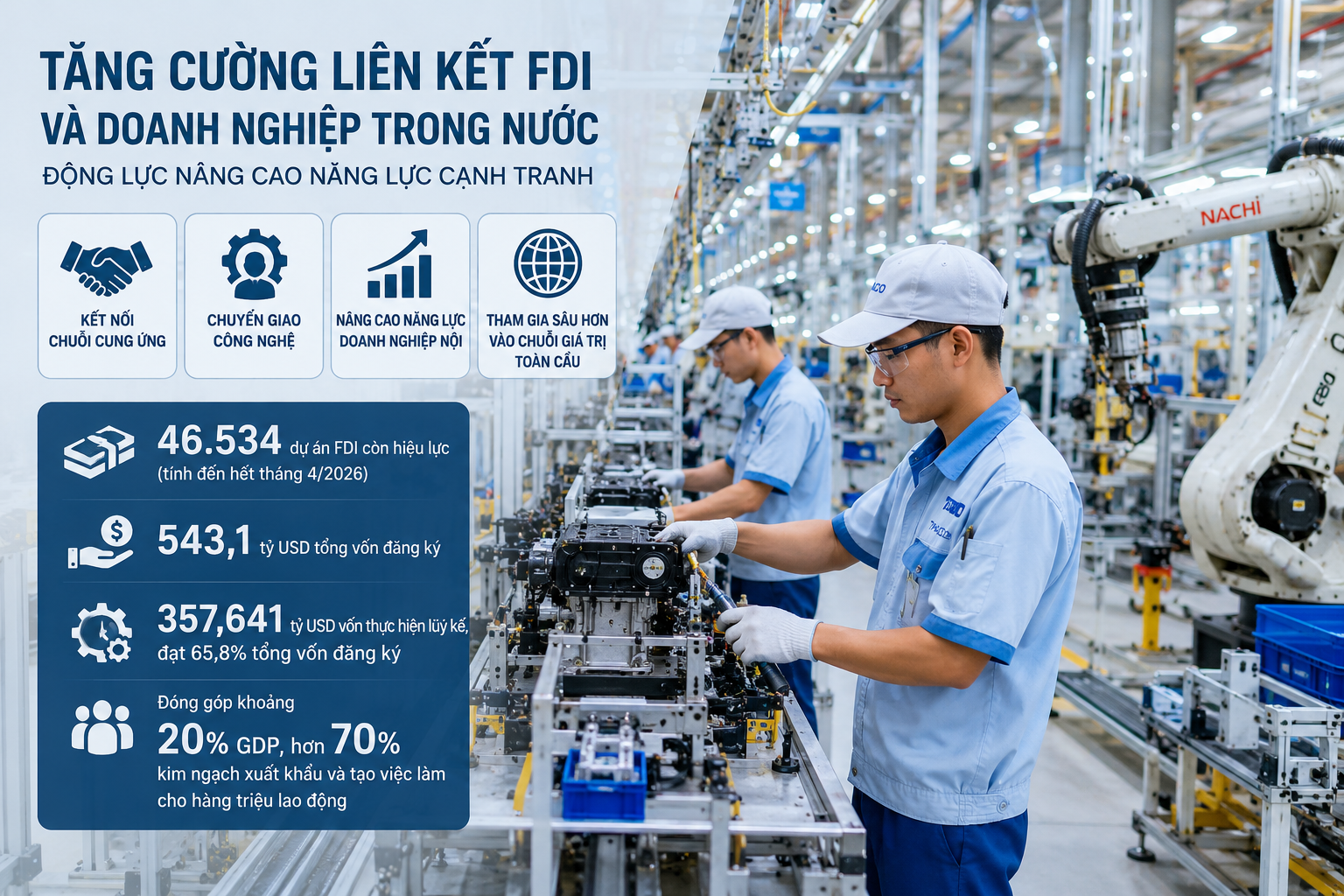Tăng cường kết nối doanh nghiệp nội với FDI để nâng cao sức cạnh tranh nền kinh tế