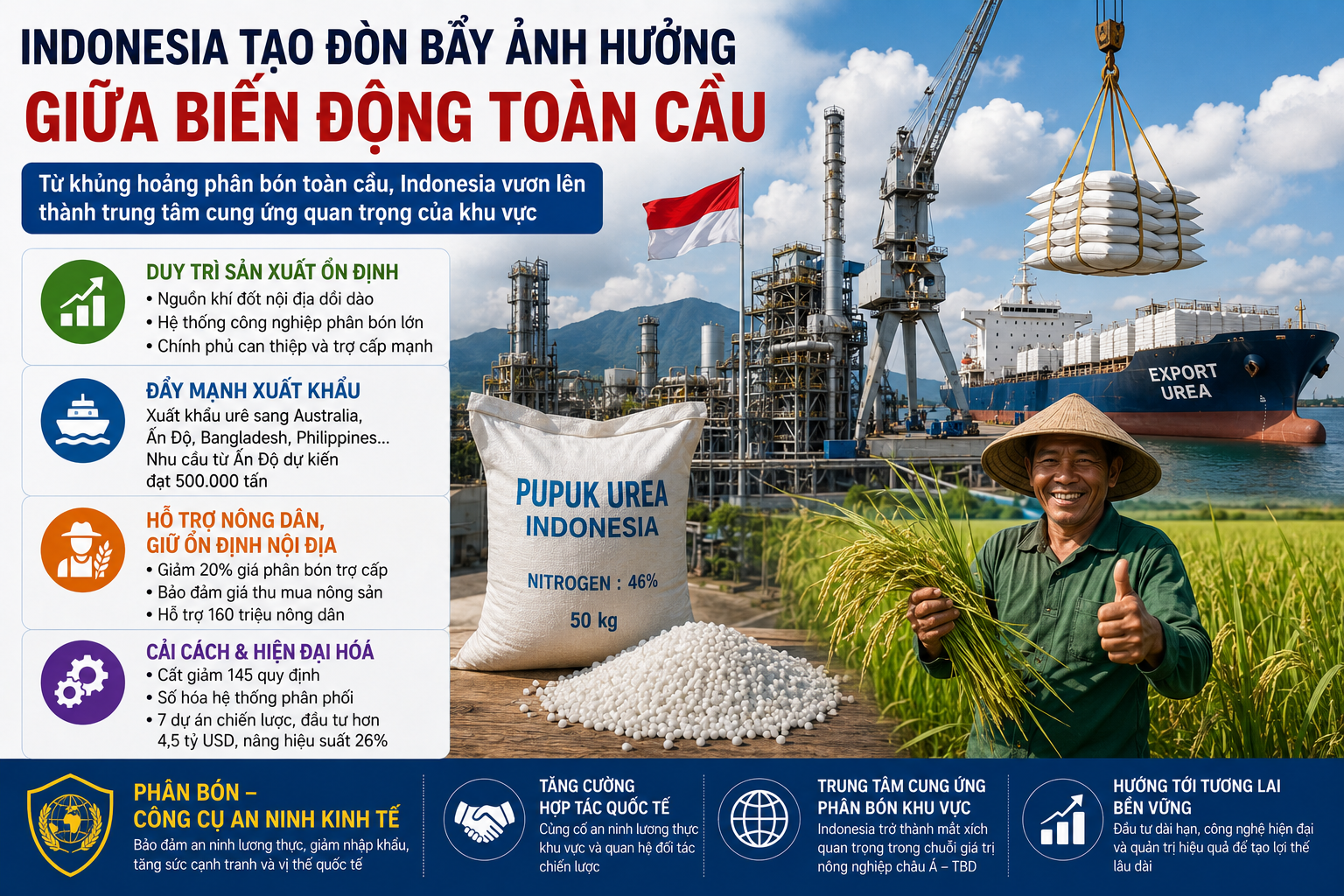 Indonesia tận dụng khủng hoảng để vươn lên thành trung tâm cung ứng phân bón của khu vực