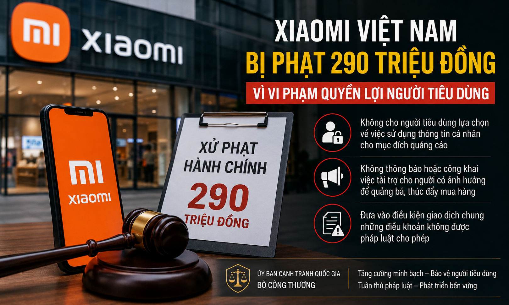 Xiaomi Việt Nam bị xử phạt 290 triệu đồng vì nhiều vi phạm liên quan đến quyền lợi người tiêu dùng