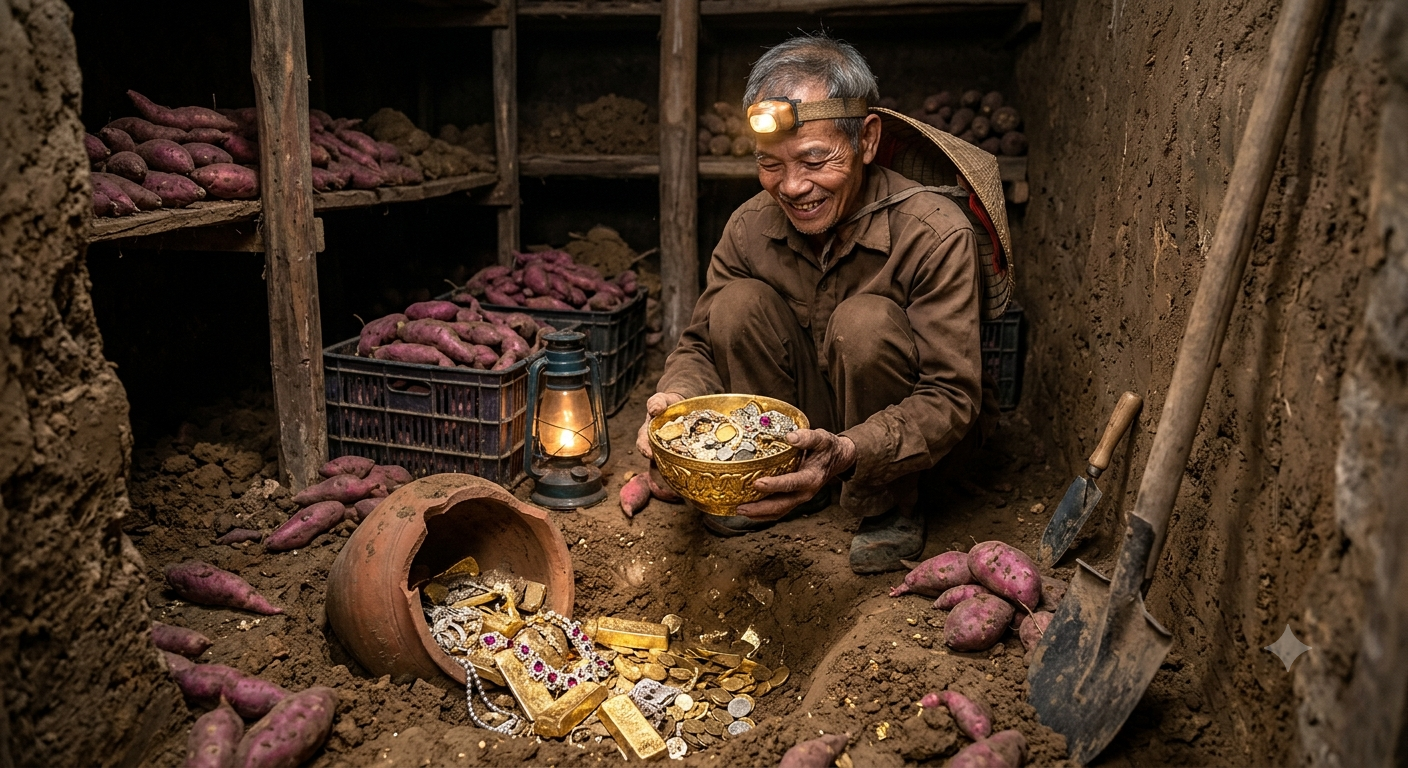 Phong tỏa khu đất, tịch thu 1 chiếc bát vàng, 1.600 trang sức quý do người nông dân tìm thấy khi đang đào hầm chứa khoai lang