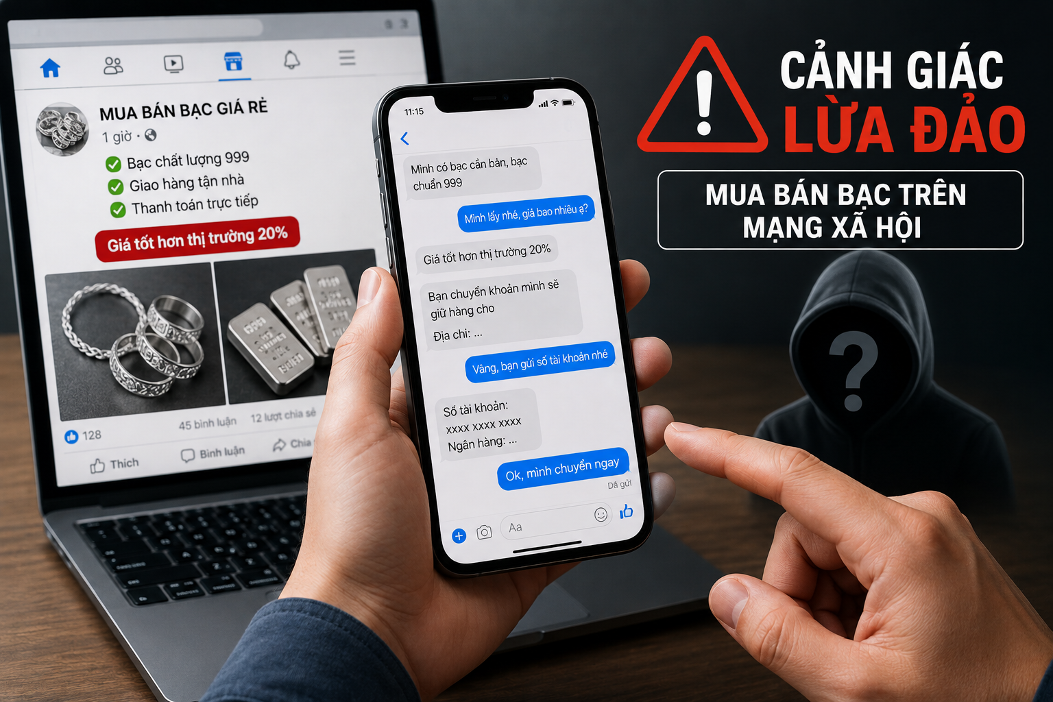 Lừa mua bán bạc trên mạng xã hội Lừa mua bán bạc trên mạng xã hội