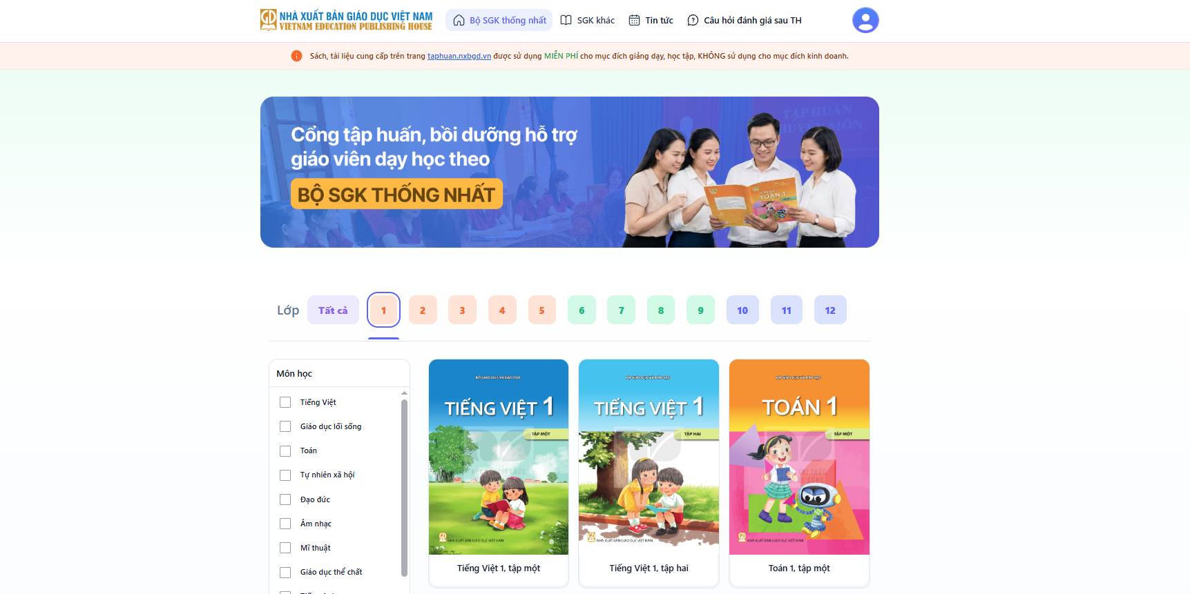 Hướng dẫn truy cập Sách giáo khoa điện tử trên trang taphuan.nxbgd.vn