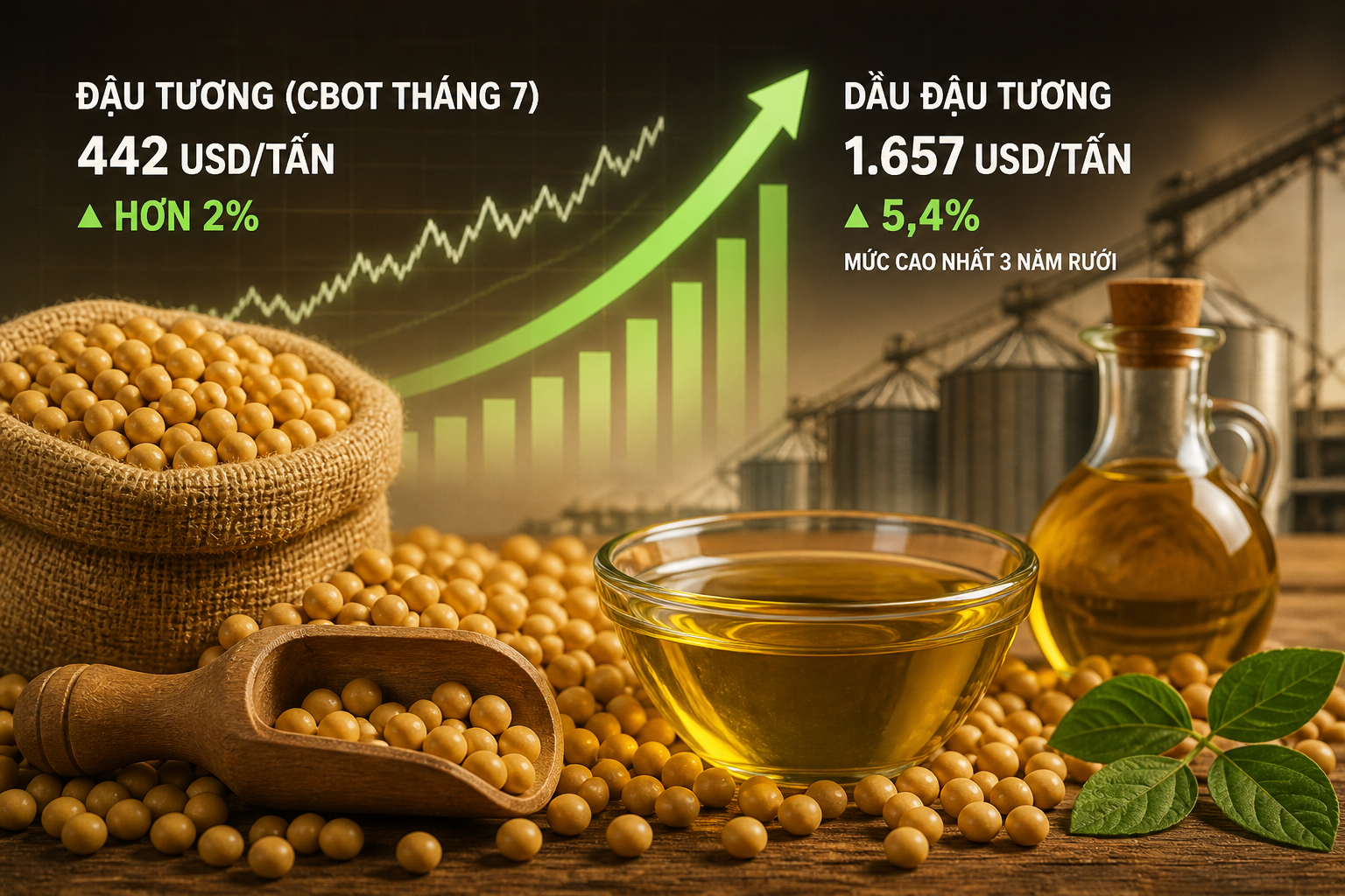 Đậu tương tăng giá mạnh nhờ nhu cầu nhiên liệu sinh học tăng cao