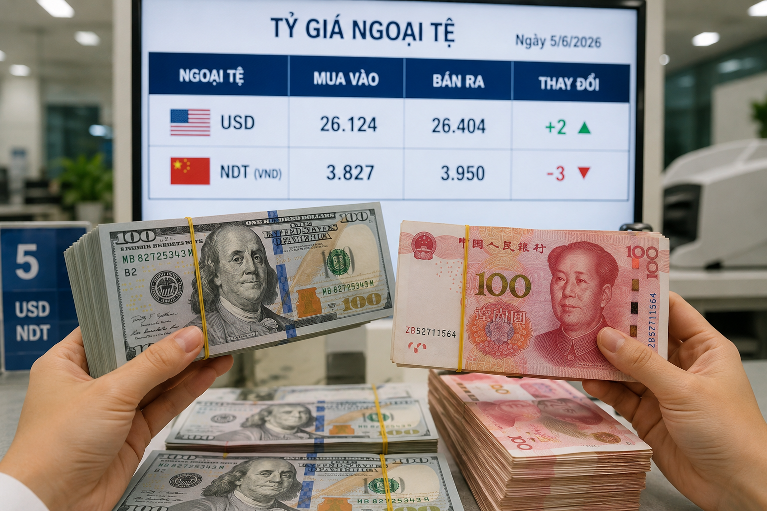 Tỷ giá ngoại tệ ngày 5/6: USD phục hồi nhẹ, Nhân dân tệ tiếp tục suy yếu