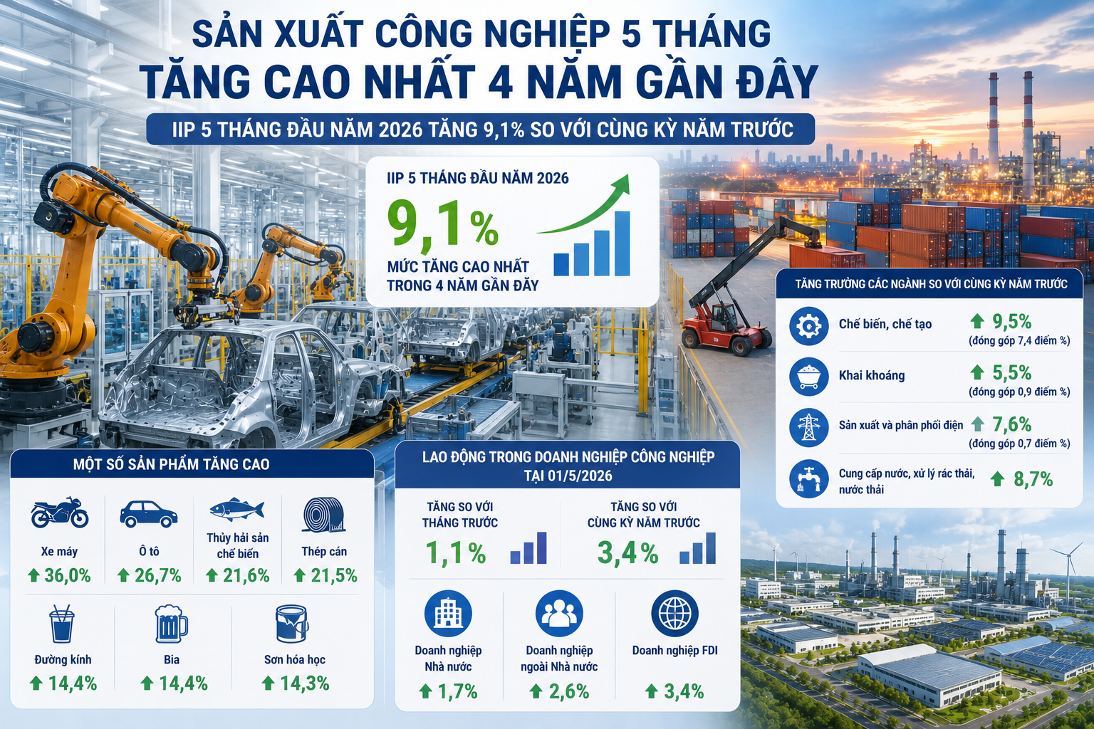 Sản xuất công nghiệp tăng tốc, lan tỏa tới toàn bộ 34 địa phương