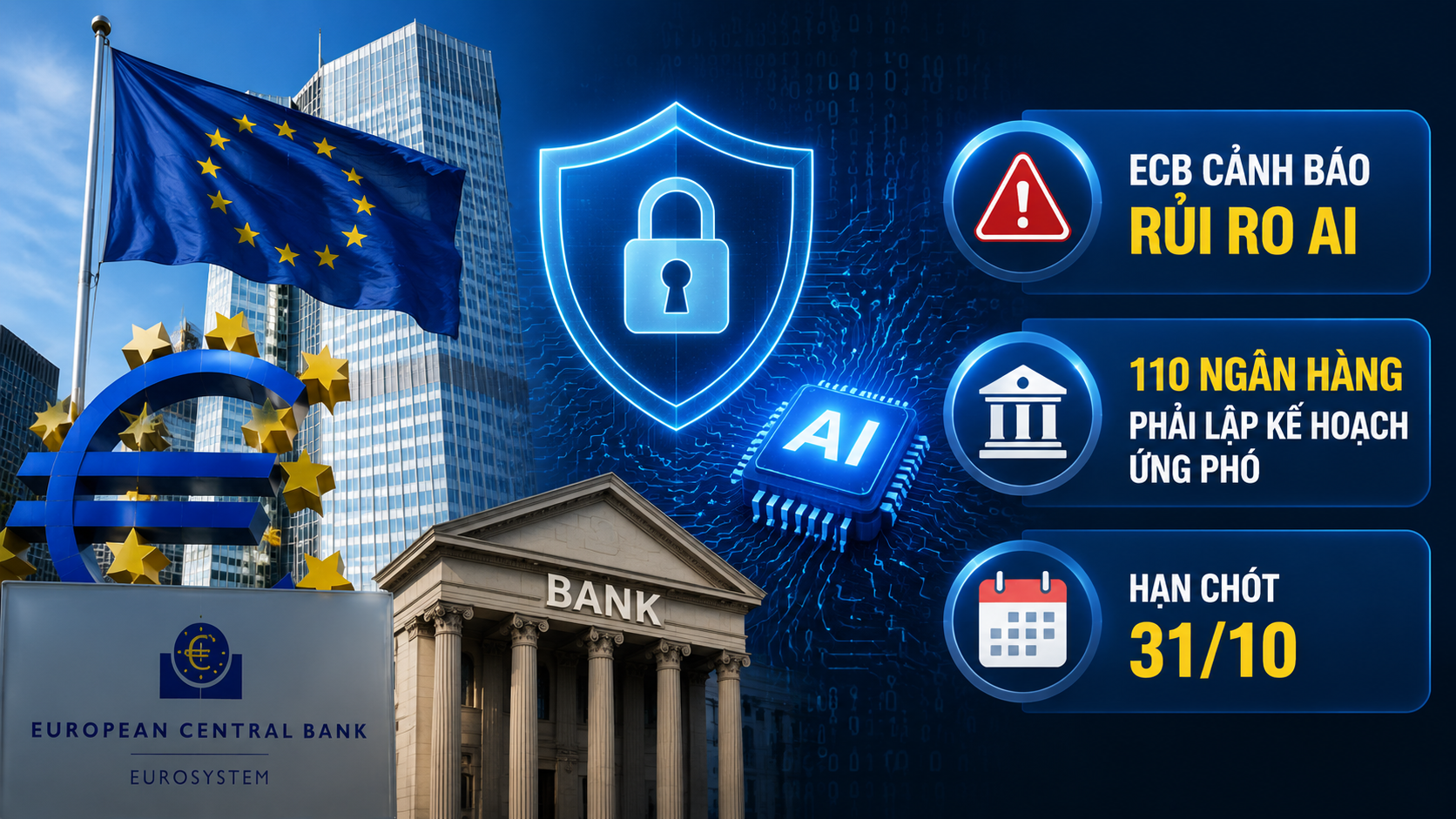 ECB yêu cầu ngân hàng châu Âu chủ động phòng thủ trước rủi ro an ninh mạng từ AI ECB yêu cầu ngân hàng châu Âu chủ động phòng thủ trước rủi ro an ninh mạng từ AI