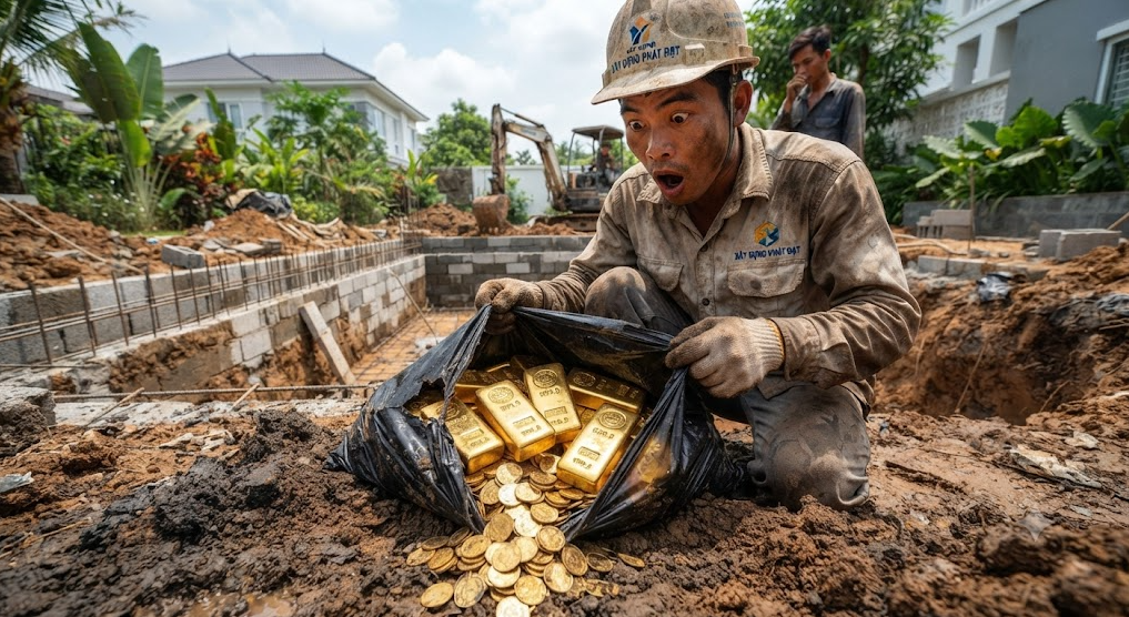 Chính quyền phong tỏa khu đất, tạm giữ túi bóng đen chứa 5 thỏi vàng trị giá 20,7 tỷ do người đàn ông tìm thấy khi đang đào bể bơi trong vườn