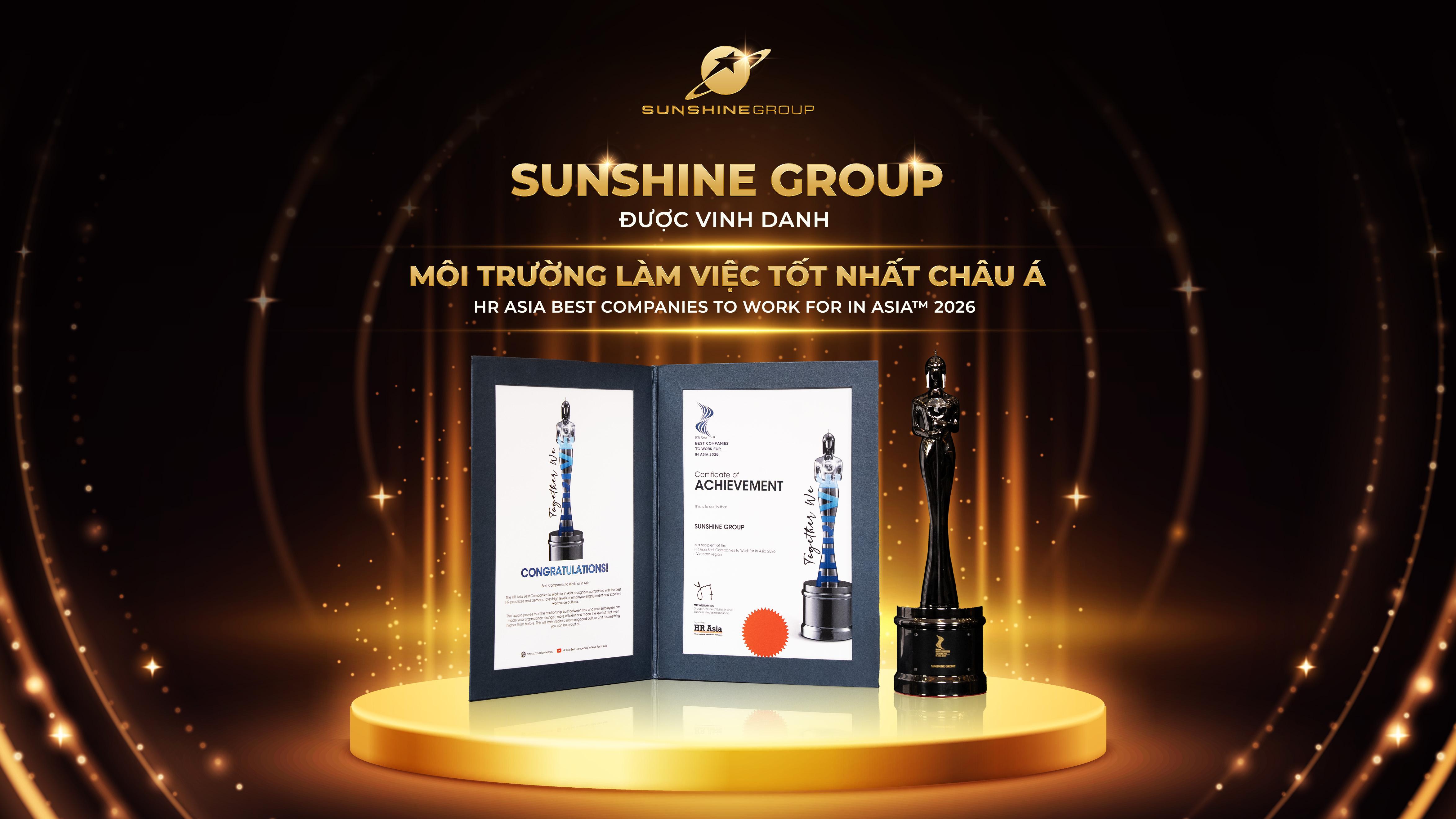 Sunshine Group ghi dấu ấn tại HR Asia Awards 2026 với danh hiệu "Môi trường làm việc tốt nhất châu Á"