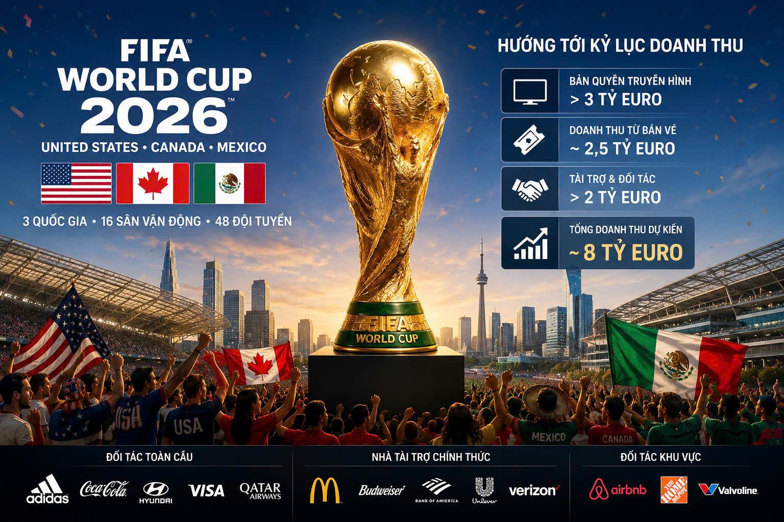 World Cup 2026 hướng tới kỷ lục doanh thu, mở ra kỷ nguyên thương mại mới của bóng đá thế giới