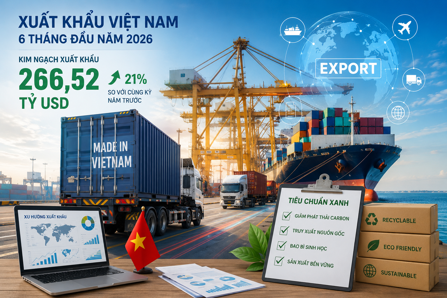 Xuất khẩu nửa cuối năm 2026: Nâng chuẩn chất lượng, mở rộng thị trường để giữ đà tăng trưởng