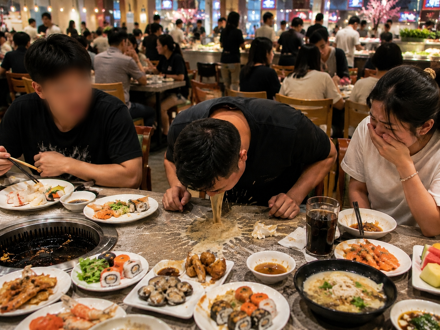 Nhà hàng buffet nổi tiếng thông báo thu 'phí nôn' của khách hàng Nhà hàng buffet nổi tiếng thông báo thu 'phí nôn' của khách hàng