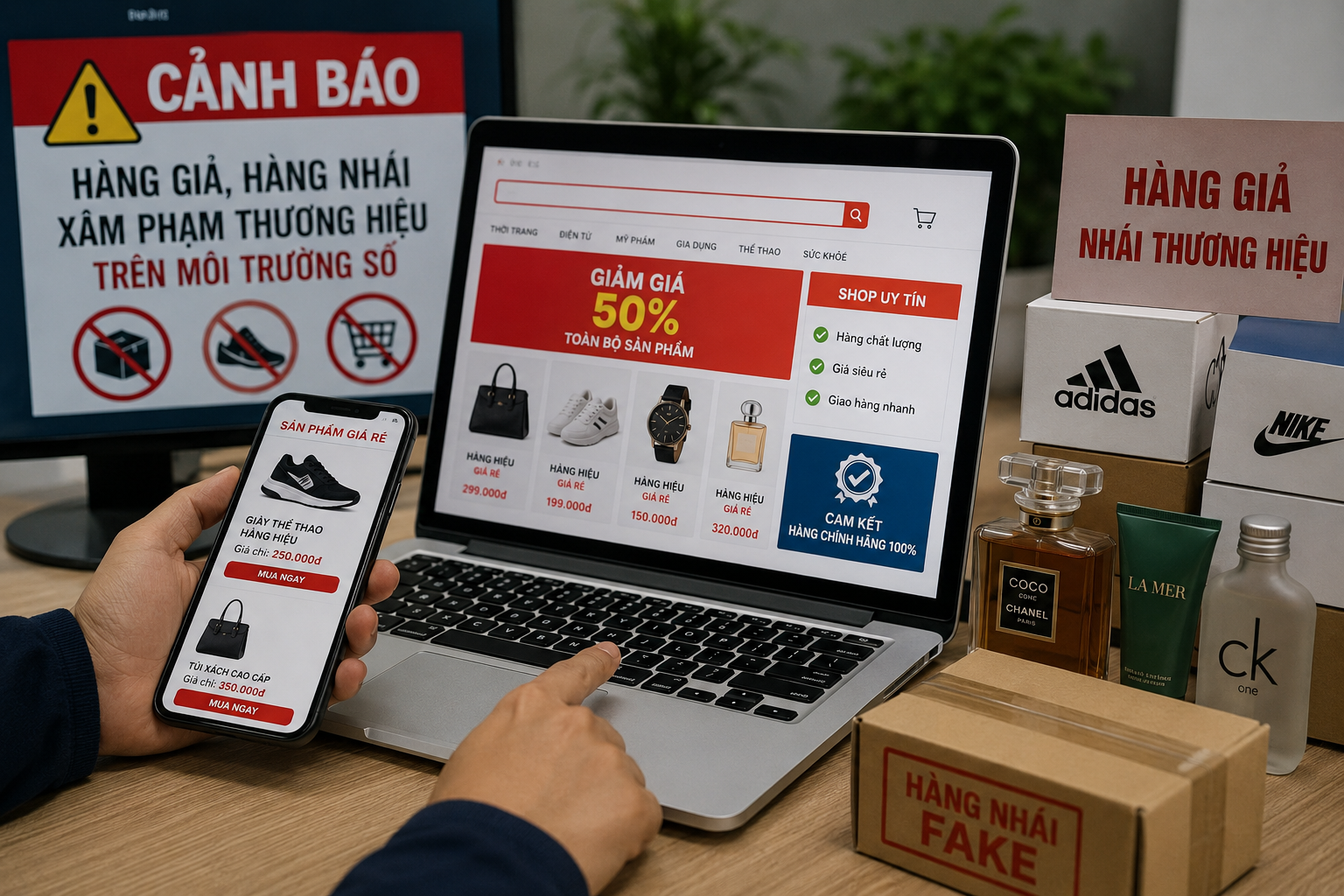Hàng giả, nhái thương hiệu trên sàn online bùng phát: Vì sao khó dẹp bỏ? Hàng giả, nhái thương hiệu trên sàn online bùng phát: Vì sao khó dẹp bỏ?