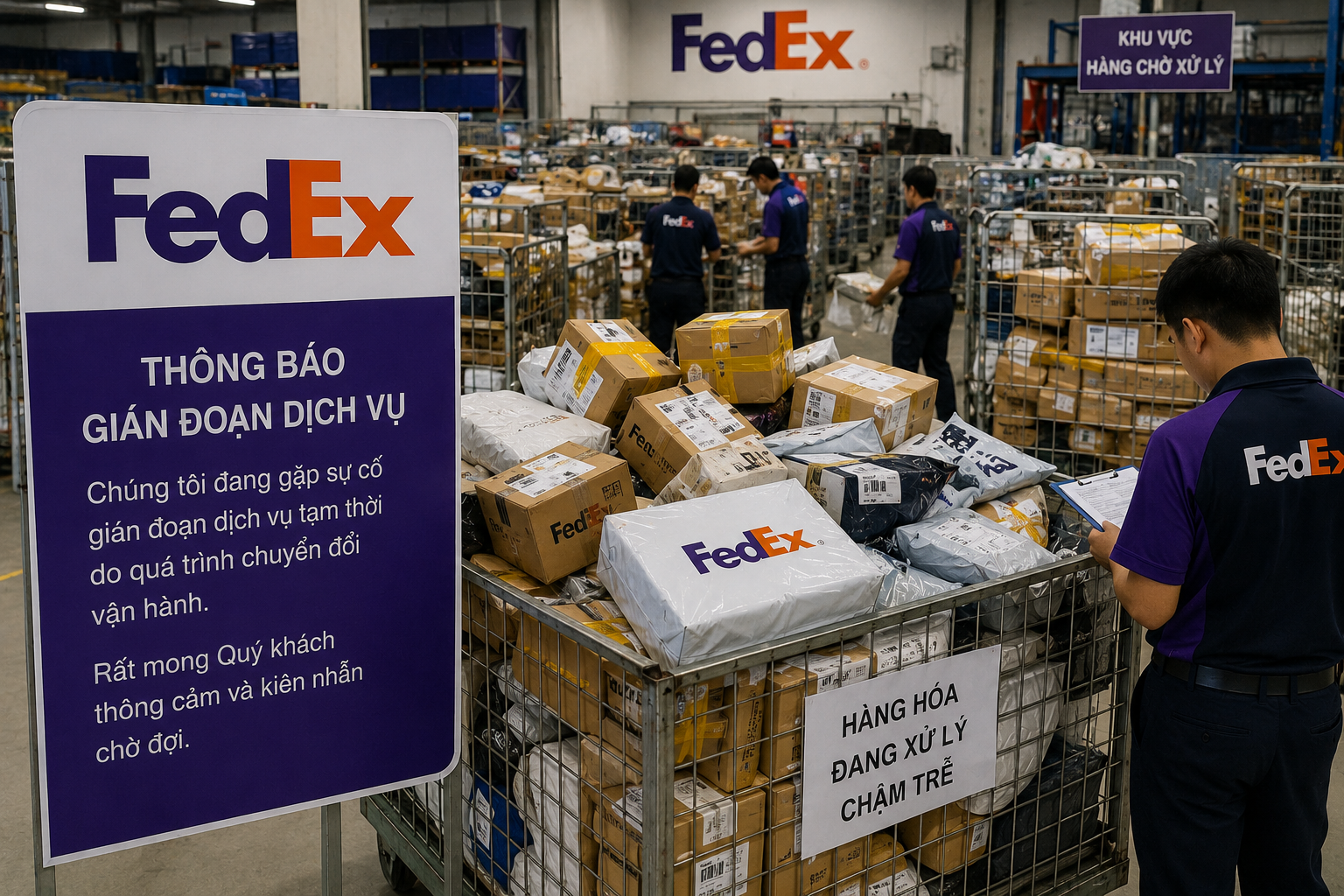 Hàng nghìn kiện hàng ùn ứ tại FedEx, doanh nghiệp thiệt hại nặng vì đứt chuỗi cung ứng