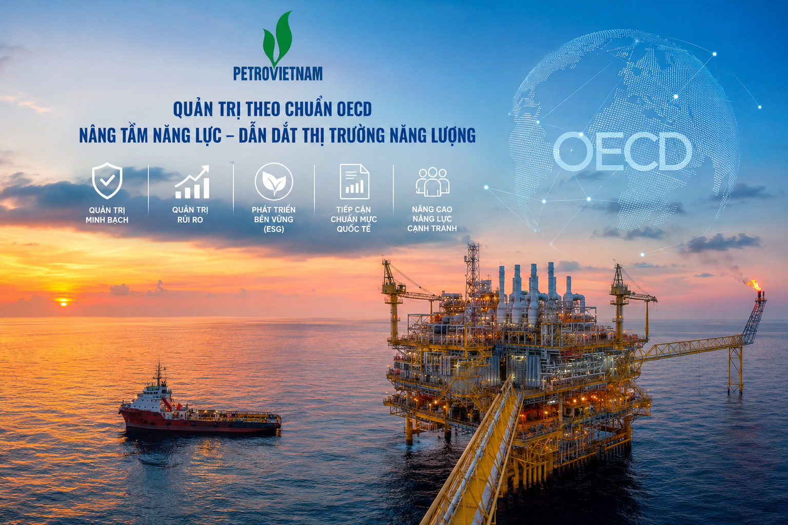 Petrovietnam tăng tốc hoàn thiện quản trị theo chuẩn OECD, nâng sức cạnh tranh trên thị trường năng lượng