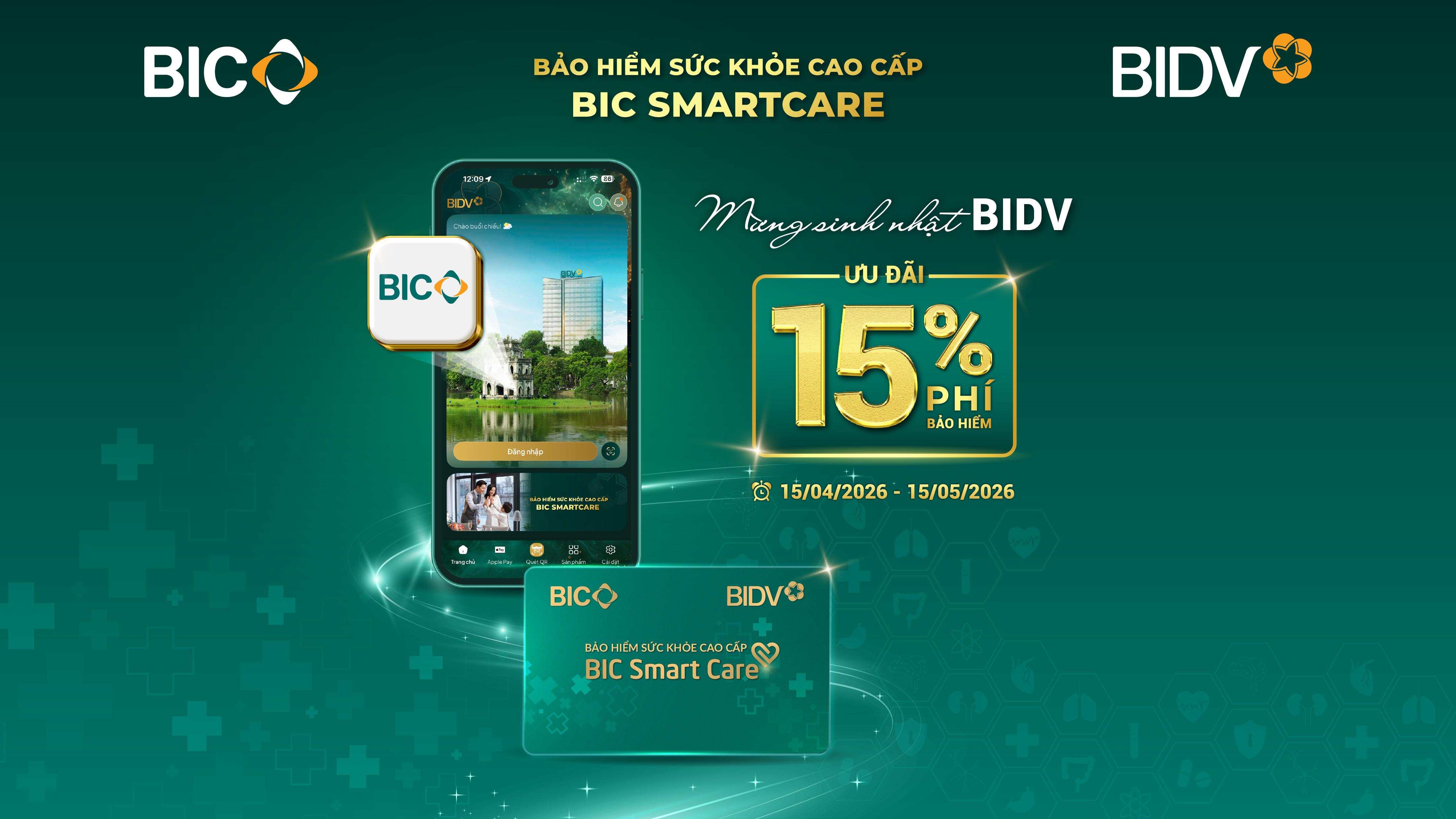 BIC giảm 15% phí bảo hiểm sức khoẻ cao cấp chào mừng ngày thành lập BIDV