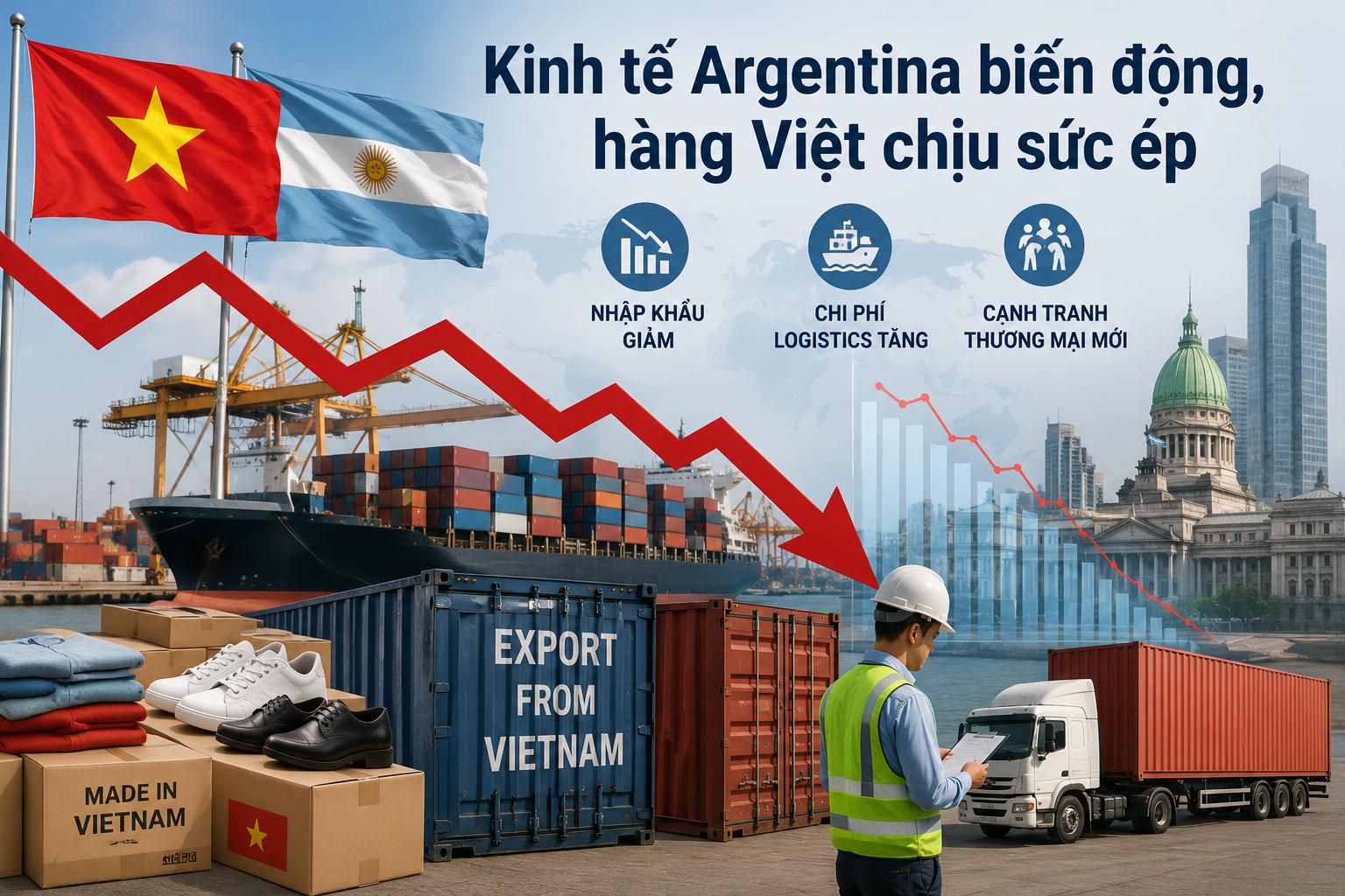 Xuất khẩu Việt sang Argentina gặp khó giữa biến động kinh tế và áp lực cạnh tranh mới