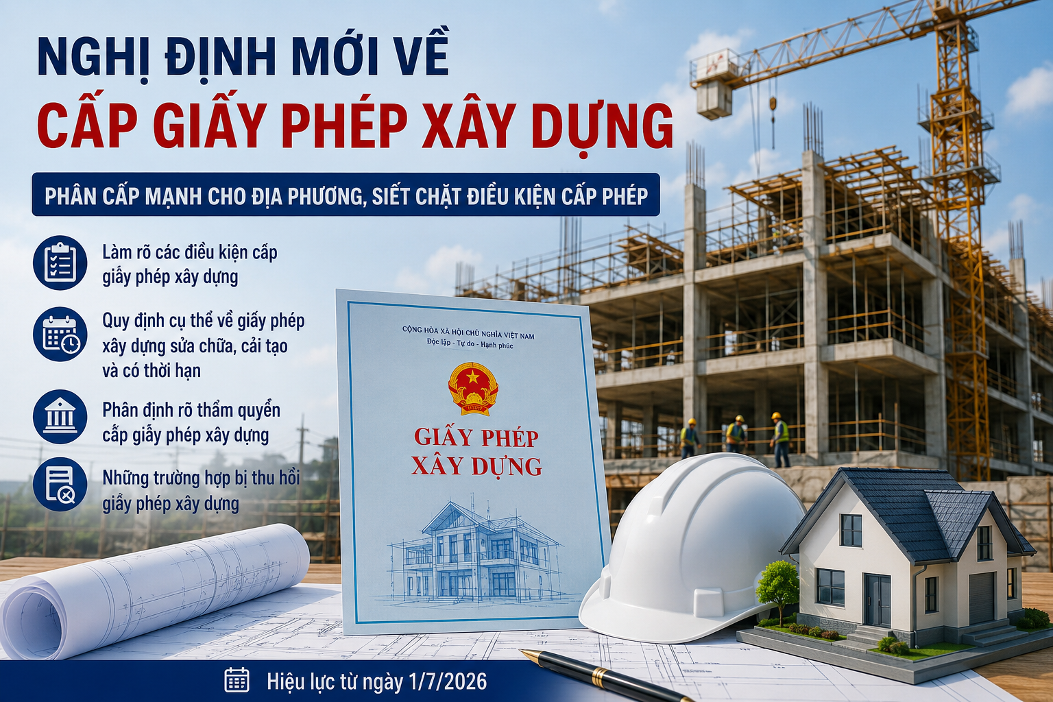 Nghị định mới về cấp giấy phép xây dựng: Phân cấp mạnh cho địa phương, siết chặt điều kiện cấp phép