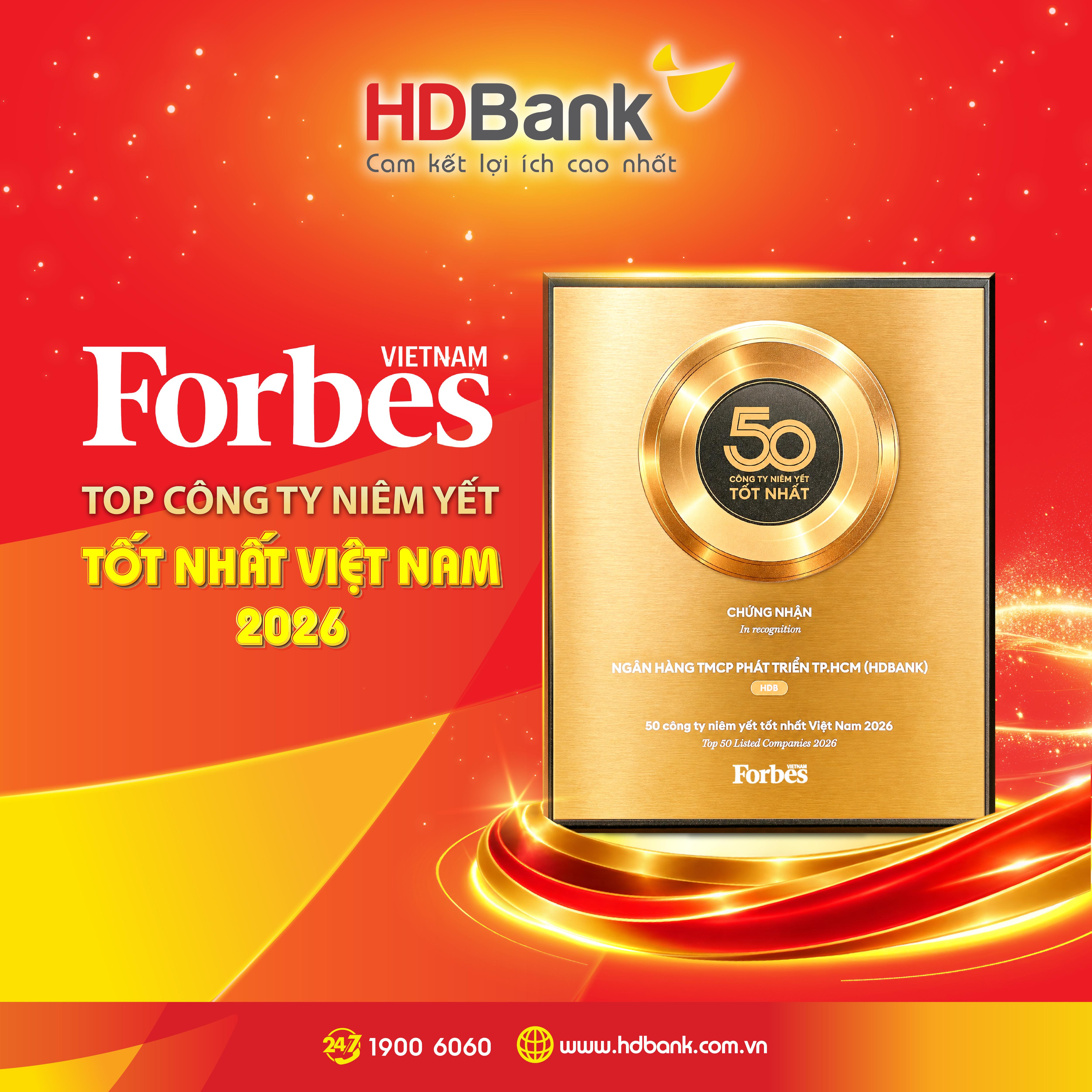 HDBank tiếp tục vào Top 50 Forbes Việt Nam trong bước chuyển lớn của thị trường vốn