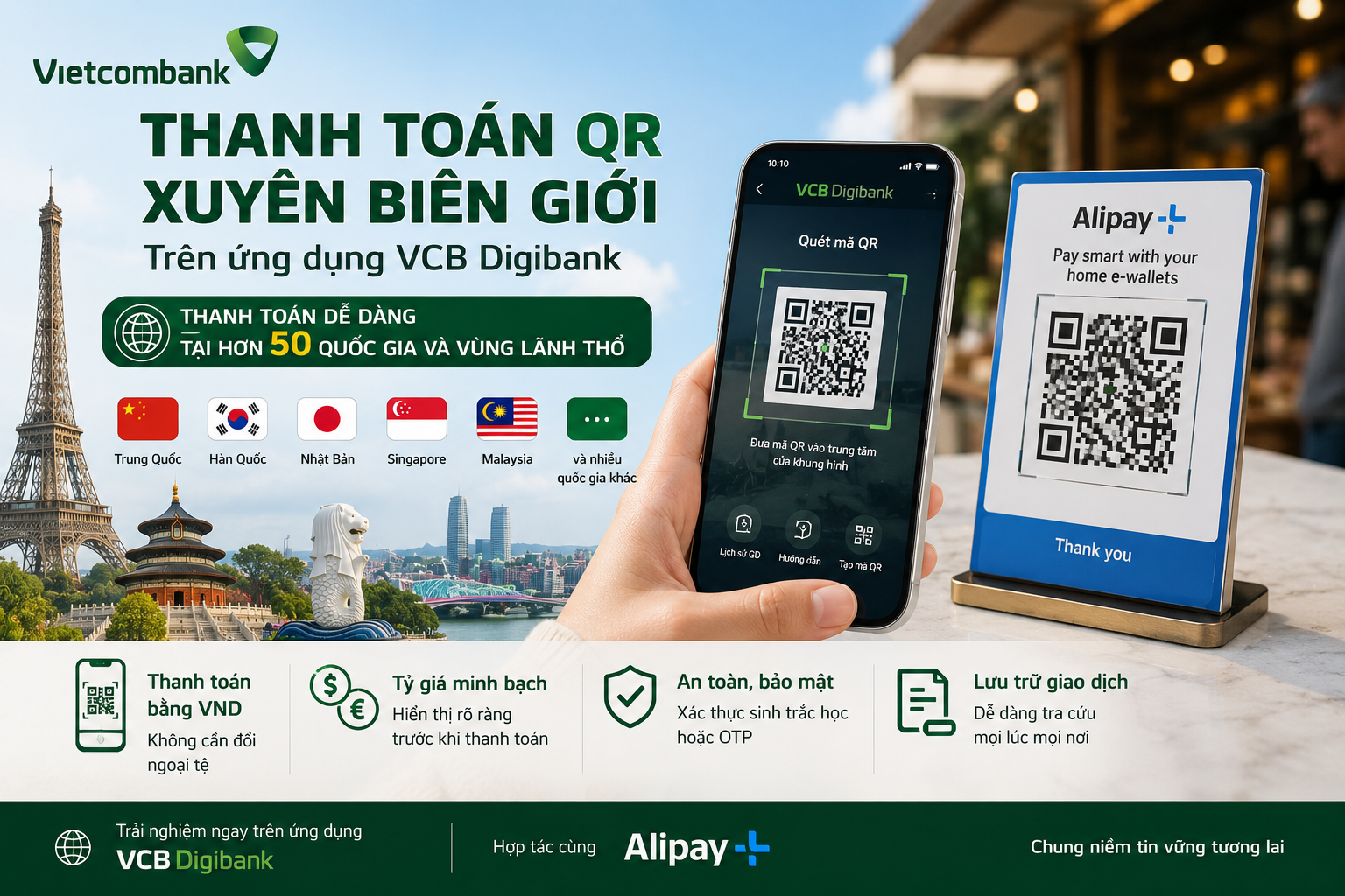 Vietcombank mở rộng thanh toán QR toàn cầu, người Việt có thể quét mã tại hơn 50 quốc gia Vietcombank mở rộng thanh toán QR toàn cầu, người Việt có thể quét mã tại hơn 50 quốc gia