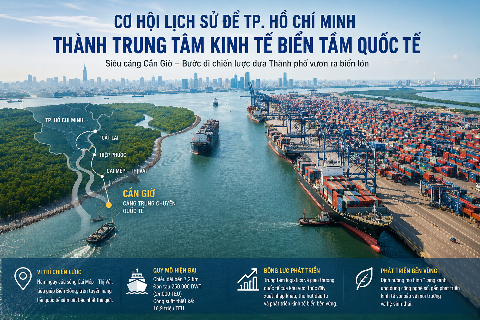 Siêu cảng Cần Giờ mở ra cơ hội lịch sử đưa Thành phố Hồ Chí Minh trở thành trung tâm kinh tế biển quốc tế