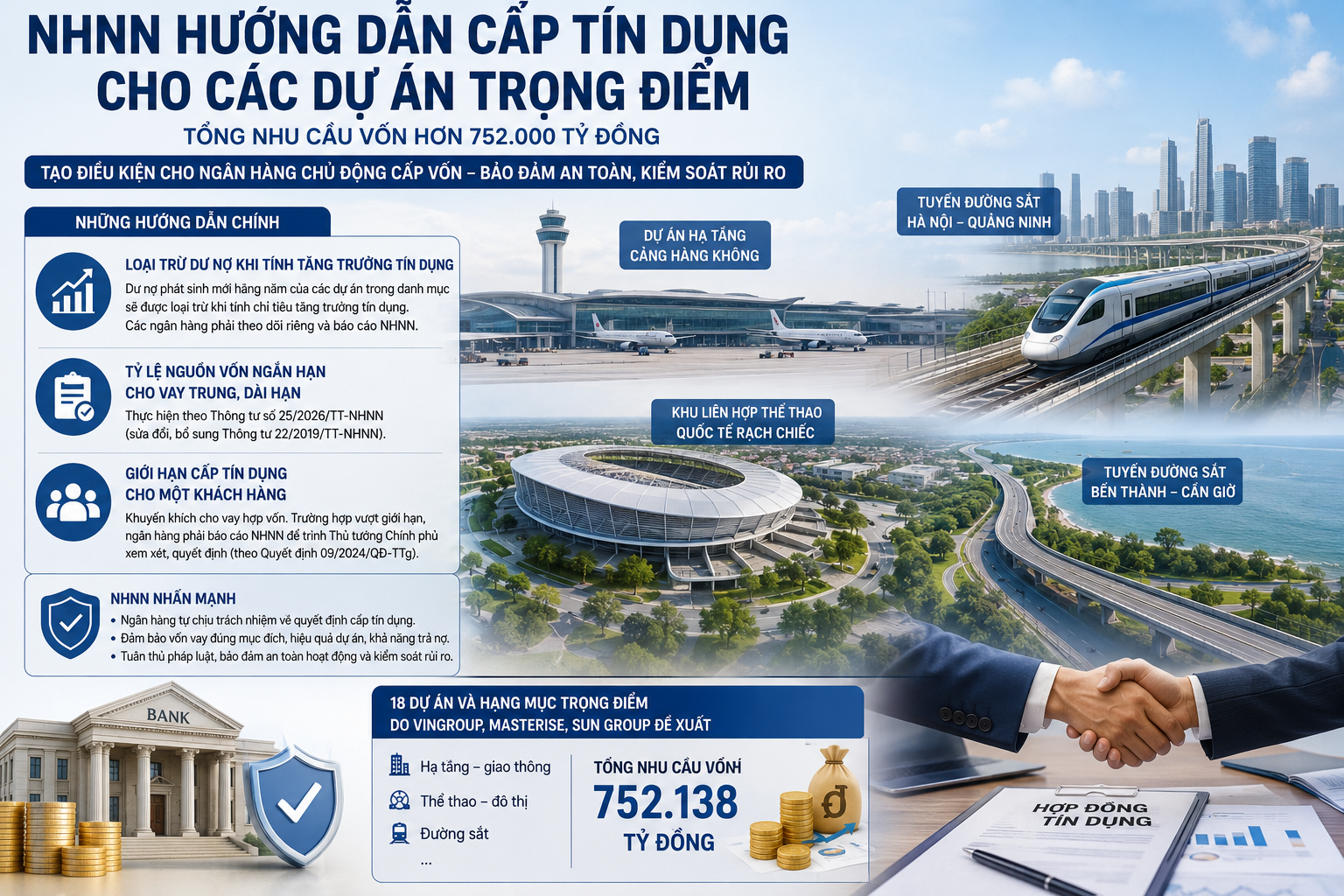Ngân hàng Nhà nước mở cơ chế tín dụng cho các dự án trọng điểm quy mô hơn 752.000 tỷ đồng