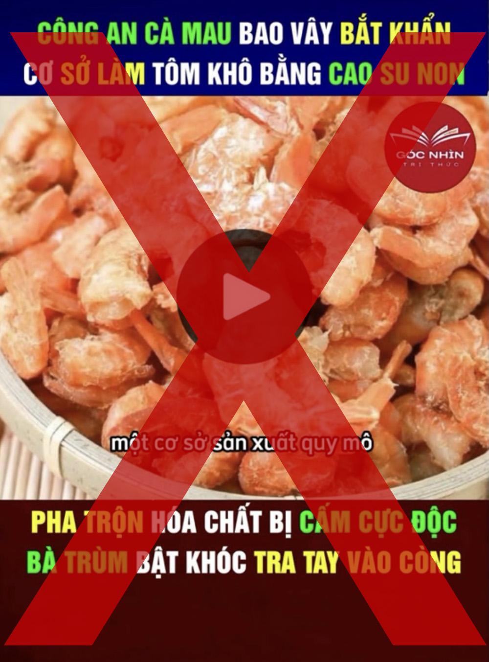Cà Mau bác thông tin cơ sở tại Cái Nước sản xuất tôm khô bằng cao su