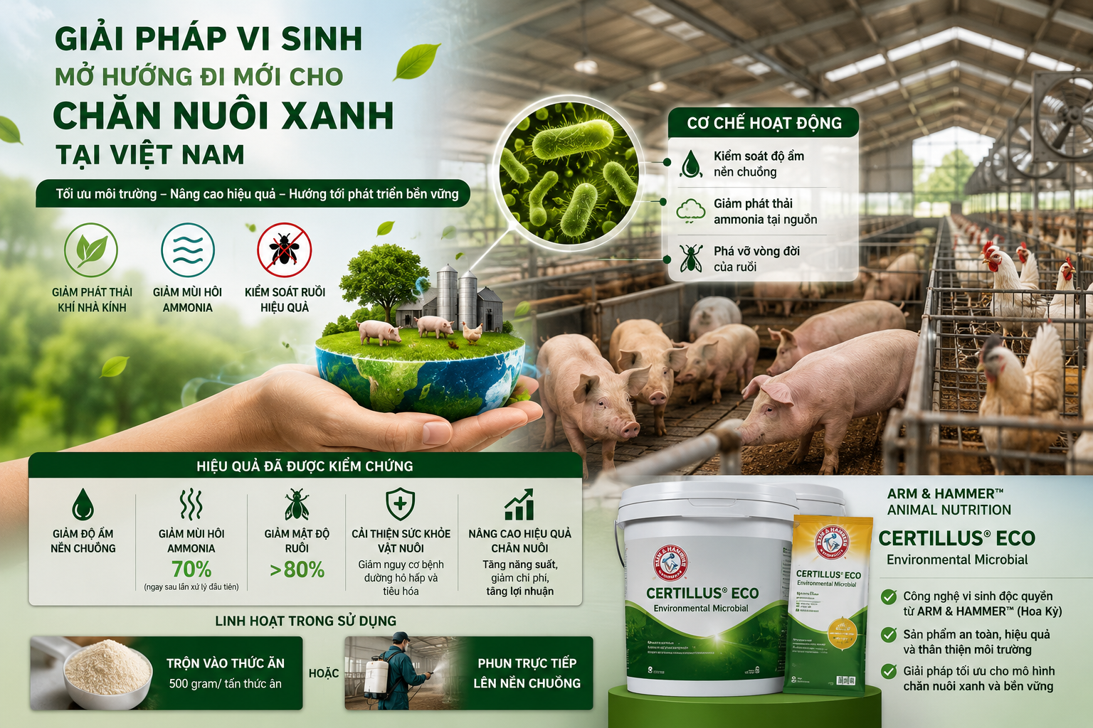 Công nghệ vi sinh thúc đẩy xu hướng chăn nuôi xanh và bền vững tại Việt Nam