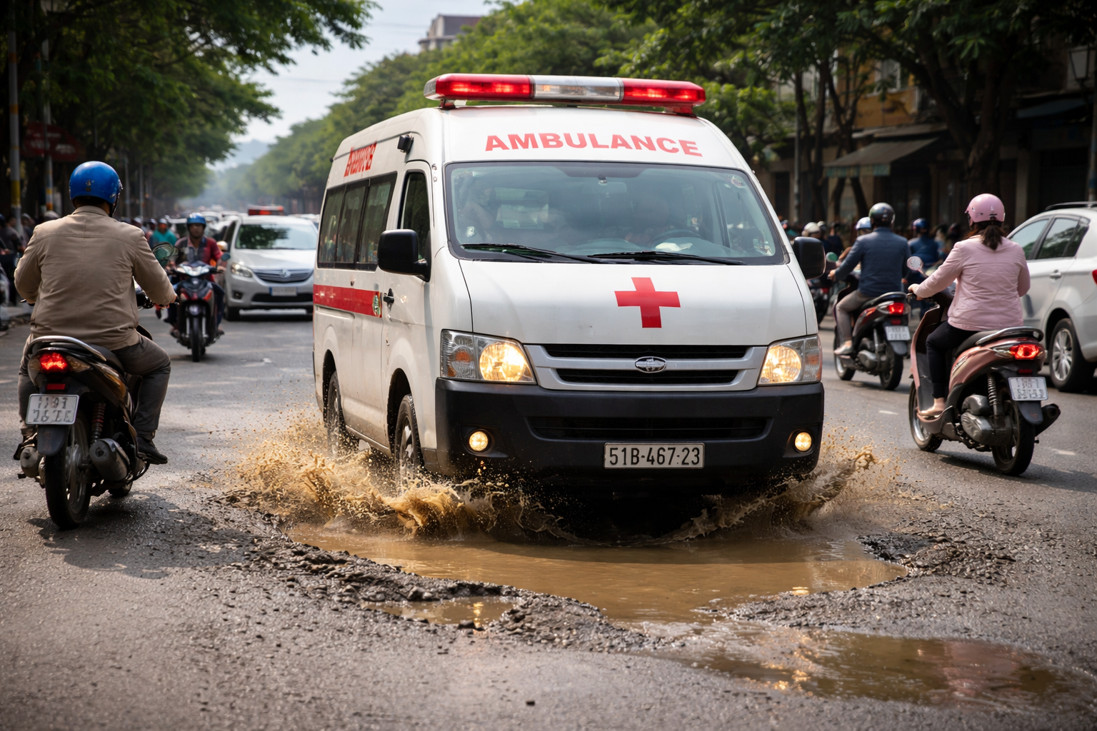 Người phụ nữ bị ‘bệnh viện trả về’ bất ngờ sống lại vì xe cấp cứu vấp ổ gà