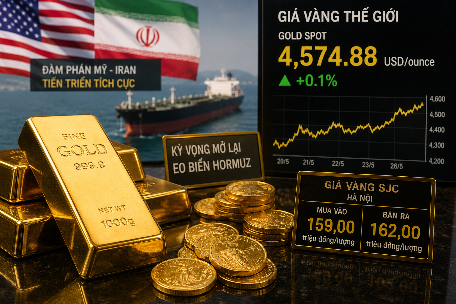 Giá vàng giữ đà phục hồi khi thị trường kỳ vọng Mỹ - Iran hạ nhiệt căng thẳng