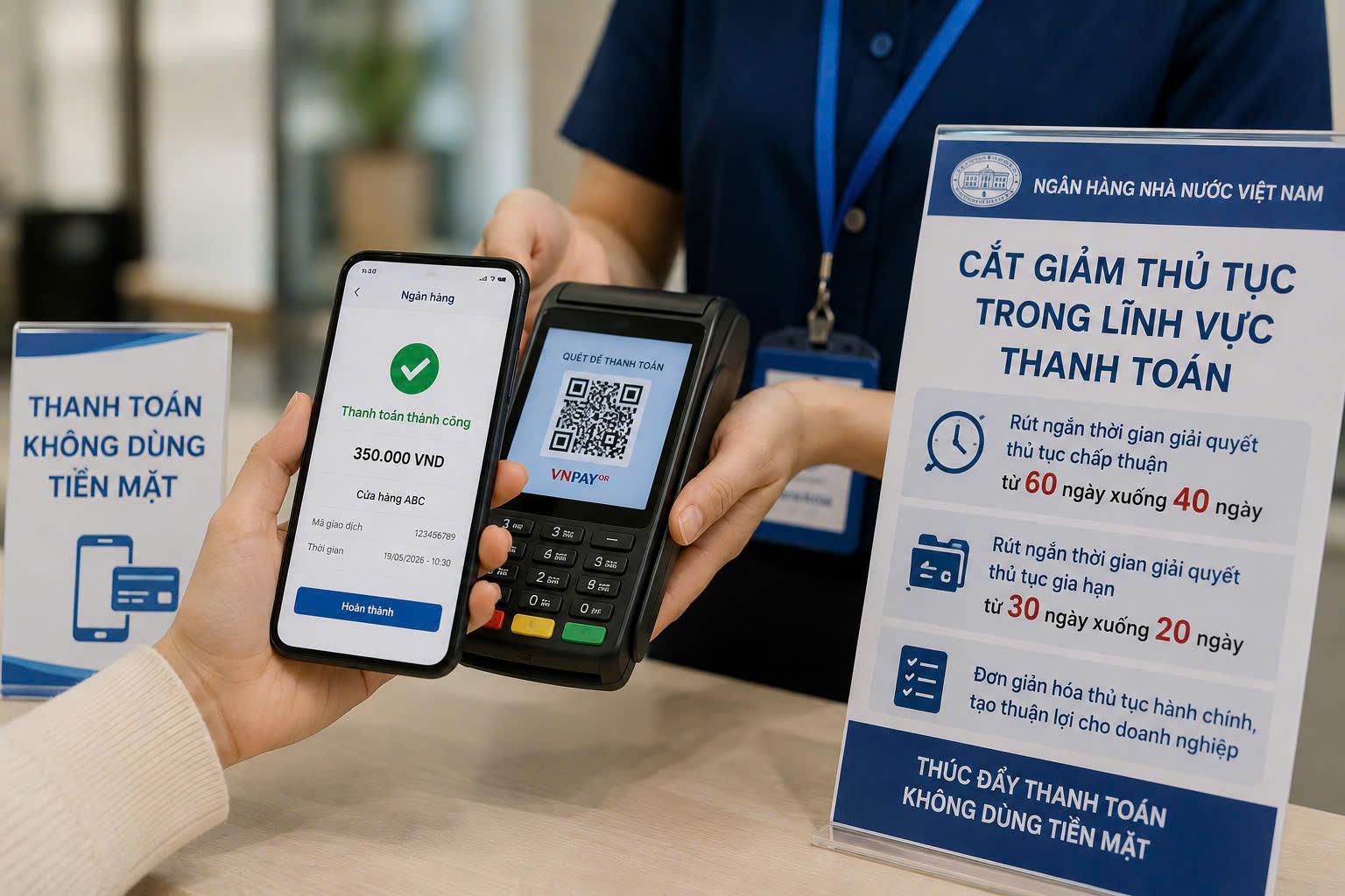 Ngân hàng Nhà nước rút ngắn thời gian xử lý thủ tục trong lĩnh vực thanh toán