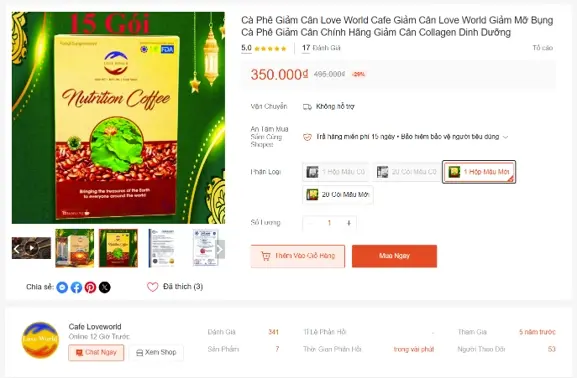 Yêu cầu rà soát quảng cáo có dấu hiệu vi phạm của sản phẩm Love World Nutrition Coffee