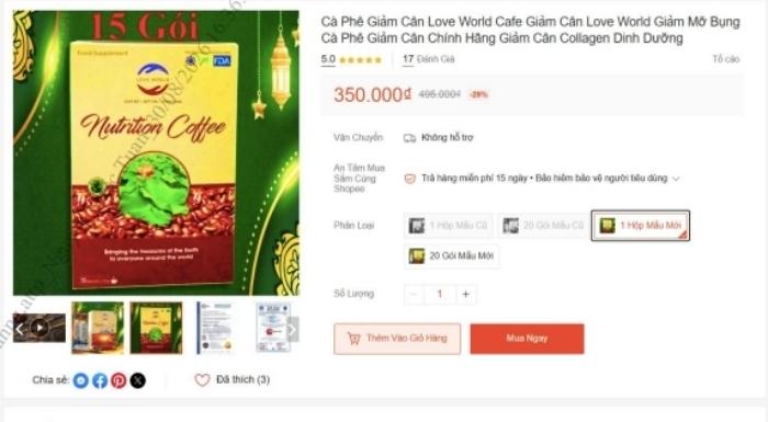 Bộ Y tế đề nghị xác minh cà phê giảm cân Love World Nutrition Coffee có dấu hiệu quảng cáo quá công dụng Bộ Y tế đề nghị xác minh cà phê giảm cân Love World Nutrition Coffee có dấu hiệu quảng cáo quá công dụng