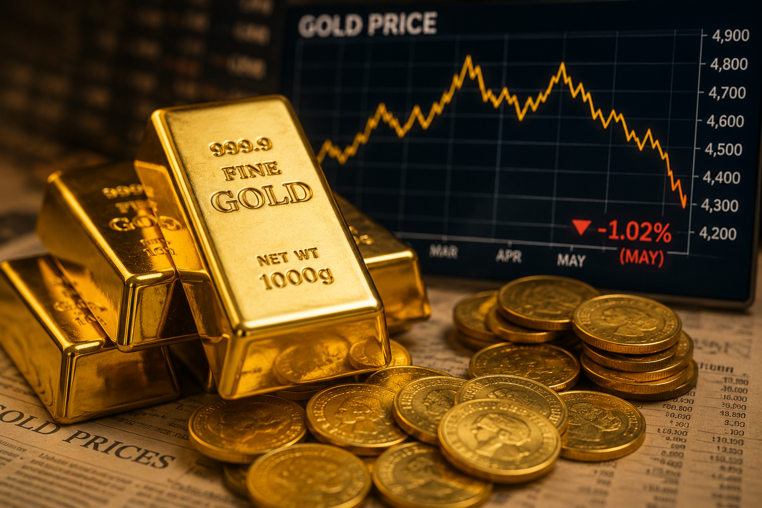 Giá vàng thế giới giảm hơn 1% trong tháng 5 dù phục hồi cuối kỳ Giá vàng thế giới giảm hơn 1% trong tháng 5 dù phục hồi cuối kỳ