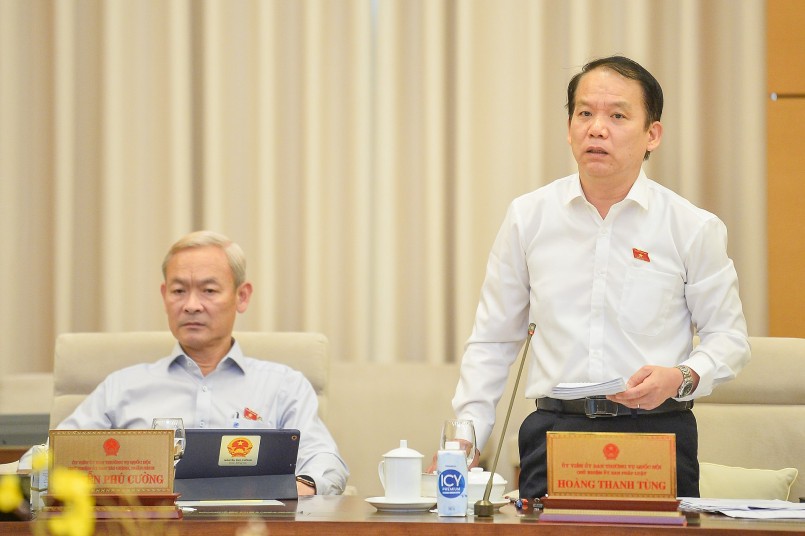 Chủ nhiệm Ủy ban Pháp luật Hoàng Thanh Tùng phát biểu tại phiên họp