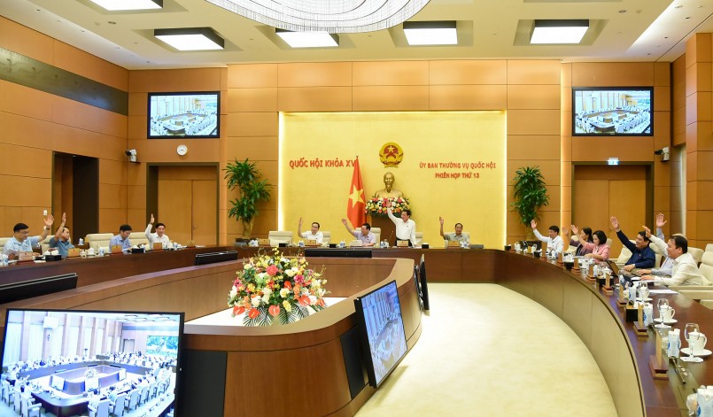 Ủy ban Thường vụ Quốc hội biểu quyết thông qua về mặt nguyên tắc về việc ban hành Nghị quyết của Ủy ban Thường vụ Quốc hội hướng dẫn việc tổ chức thực hiện hoạt động giám sát văn bản quy phạm pháp luật của Hội đồng Dân tộc, Ủy ban của Quốc hội. 