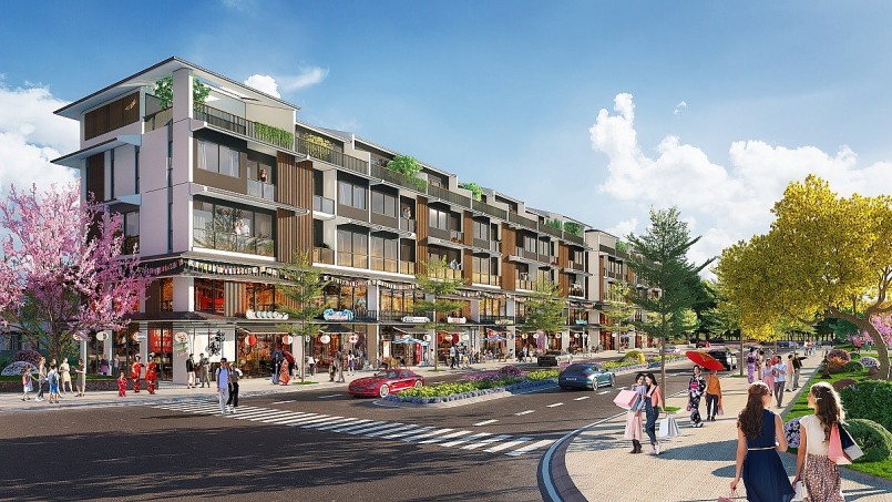 Thiết kế townhouse tối ưu không gian sinh hoạt và kinh doanh. Ảnh phối cảnh minh họa