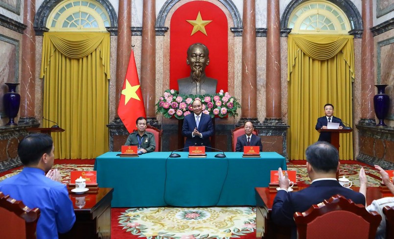 Chủ tịch nước Nguyễn Xuân Phúc tại buổi gặp mặt. Ảnh: VPCTN