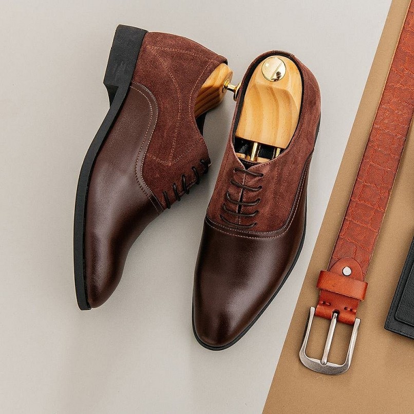 Giày tăng chiều cao phối chất liệu da lộn GCTATC1565-N