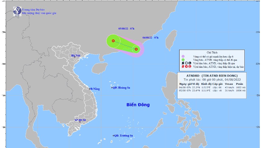 Xuất hiện áp thấp nhiệt đới trên Biển Đông