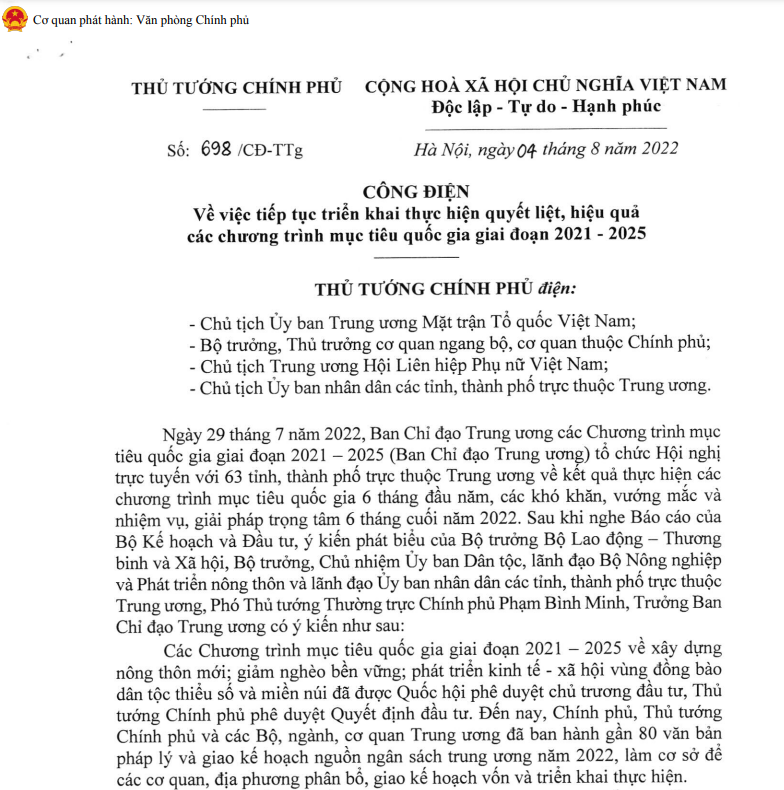 Triển khai quyết liệt, hiệu quả các chương trình mục tiêu quốc gia, đẩy nhanh tiến độ giải ngân vốn