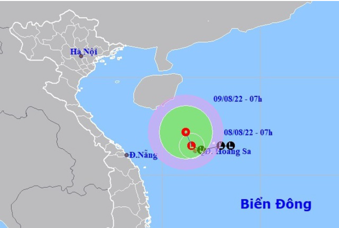 Dự báo vị trí và đường đi của vùng áp thấp. Ảnh NCHMF