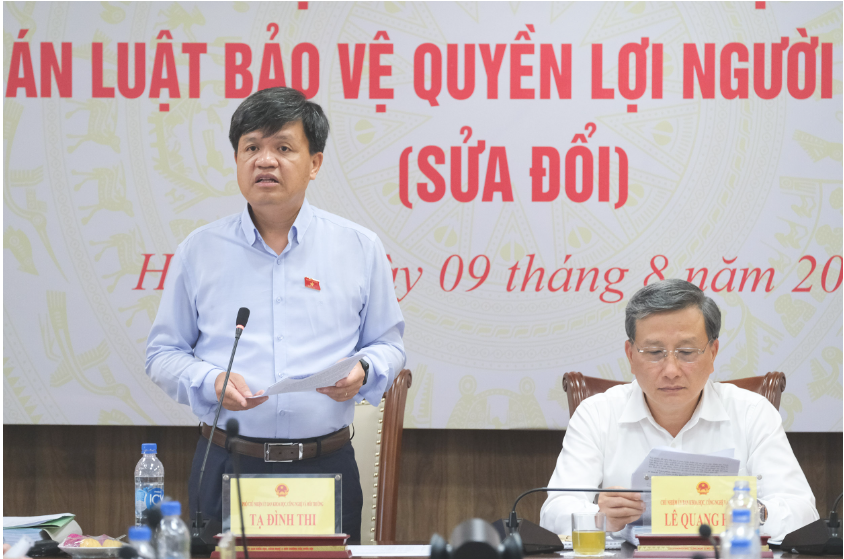Phó Chủ nhiệm Ủy ban Khoa học, Công nghệ và Môi trường Tạ Đình Thi đề cập về Thẩm tra sơ bộ dự án Luật Bảo vệ quyền lợi người tiêu dùng (sửa đổi).