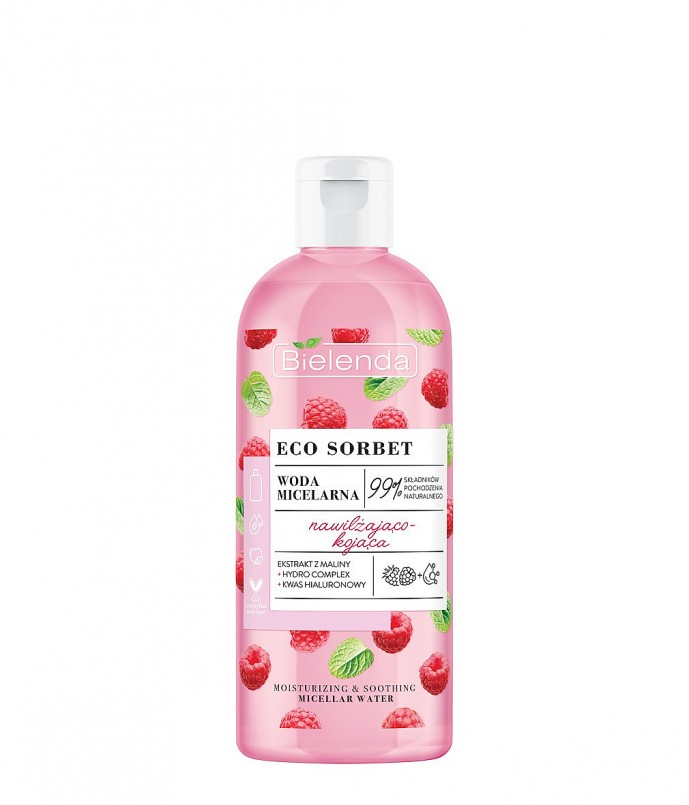 Nước tẩy trang Bielenda ECO SORBET Mâm xôi - dưỡng ẩm và làm dịu da 500 ml
