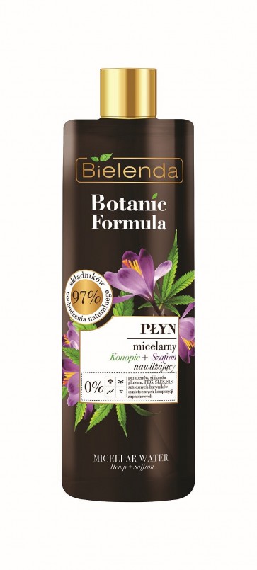 Nước tẩy trang Bielenda CÔNG THỨC BOTANIC Dầu cây gai dầu + Nước dưỡng ẩm nghệ tây 500 ml