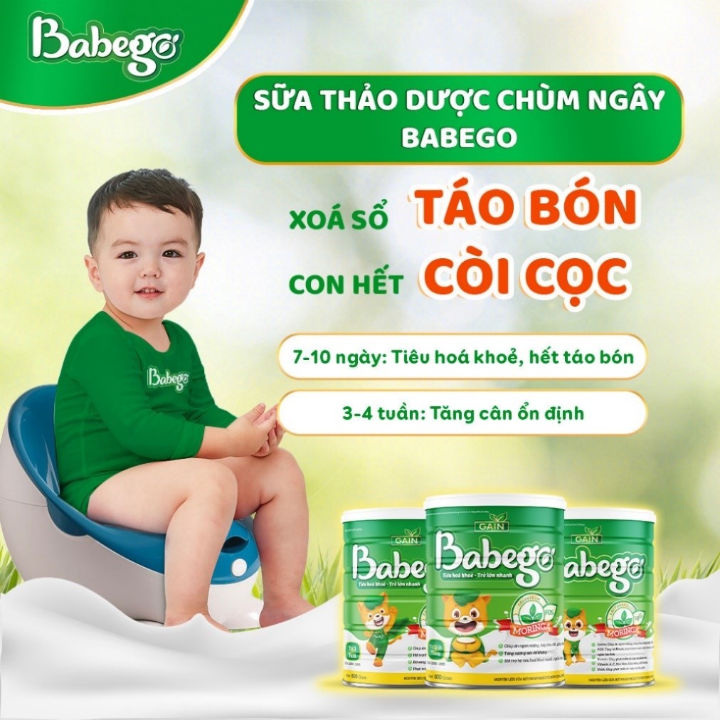 Sữa thảo dược chùm ngây Babego giúp xóa sổ táo bón.