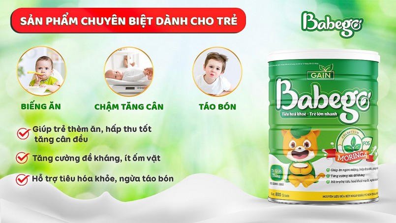 Sữa thảo dược chùm ngây Babego – Bí quyết giúp đẩy lùi biếng ăn, táo bón, chậm tăng cân