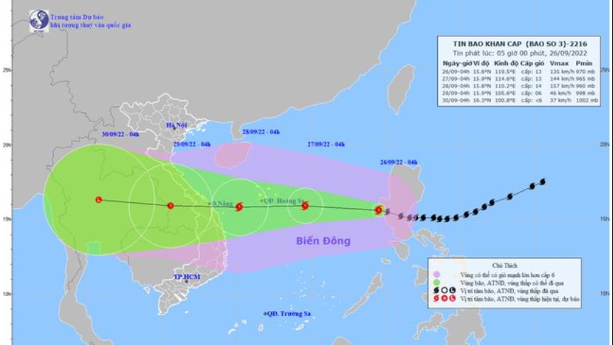 Cơn bão số 4 đi vào Biển Đông