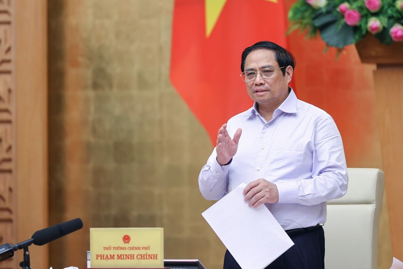 Thủ tướng phát biểu kết luận Hội nghị trực tuyến Chính phủ với địa phương và Phiên họp Chính phủ thường kỳ tháng 9 năm 2022. Ảnh: VGP