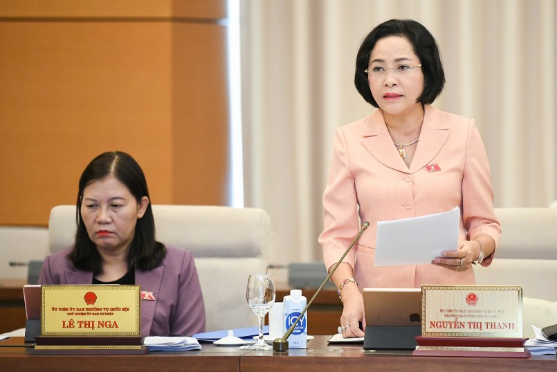 Trưởng Ban Công tác đại biểu Nguyễn Thị Thanh phát biểu thảo luận